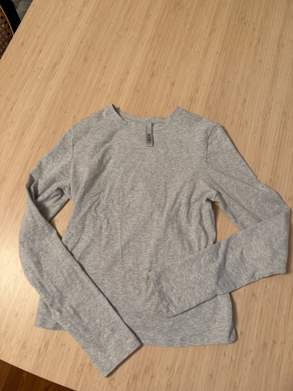 Skims Gray Long-Sleeve Crew Neck Top